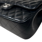 Classic Double Flap Jumbo Black Lambskin Leather Silver Hardware Series 26