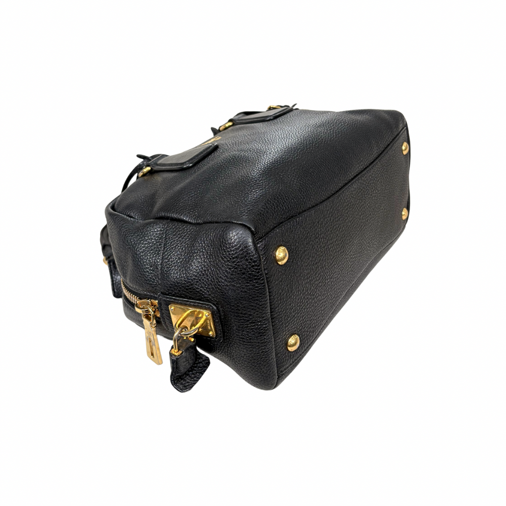 Bauletto Bag Vitello Black Daino Leather Gold Hardware
